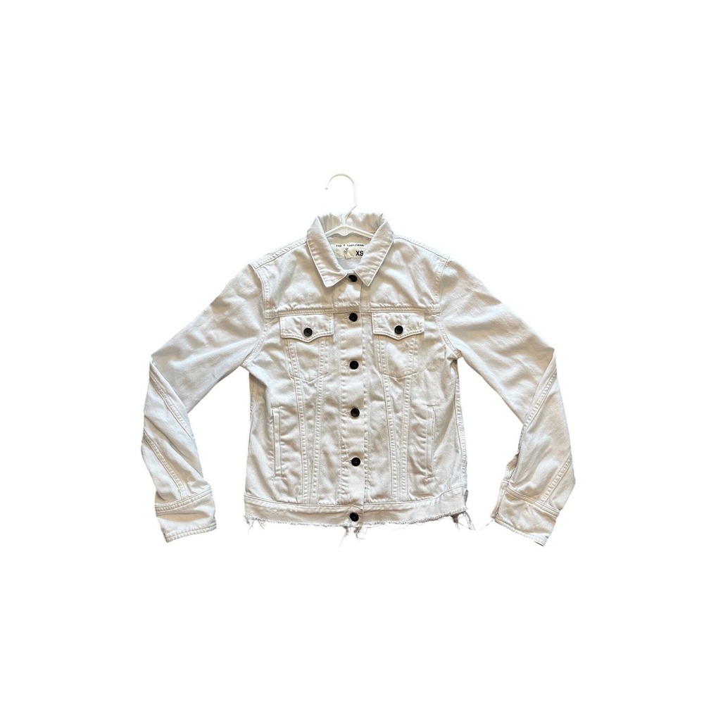 rag & bone White Distressed Denim Jacket